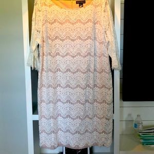 Jessica Howard Khaki with White Lace Dress